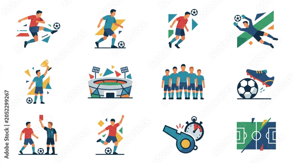 Fototapeta premium Soccer Players Sports Icons Set.