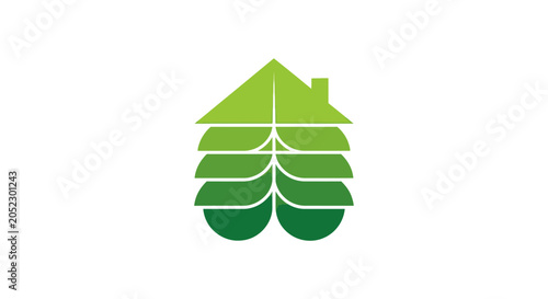 Canvastavla Stylized leaf design consisting of layered green leaf shapes forming an arrow po