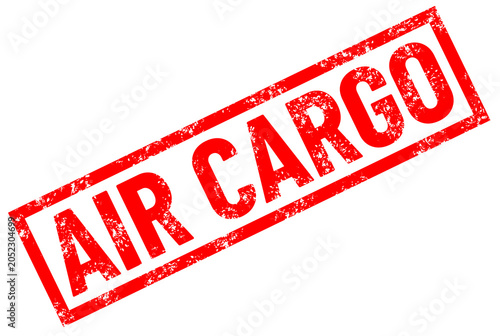 Air Cargo red rubber stamp on white background. Transportation of goods stamp symbol.  Merchandise or cargo via aircraft stamp sign.