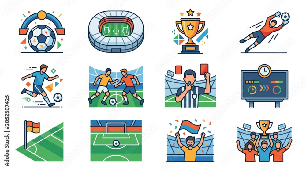 Fototapeta premium Soccer Stadium Sports Icons Set.