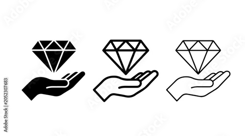 Billede på lærred Diamond in Hand Icon Representing Value, Luxury, and Trust