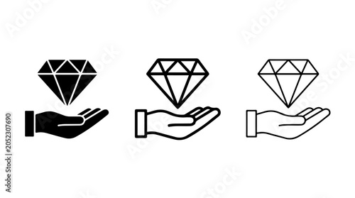 Photography Diamond in Hand Icon Representing Value, Luxury, and Trust
