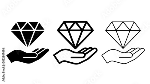 Foto Diamond in Hand Icon Representing Value, Luxury, and Trust