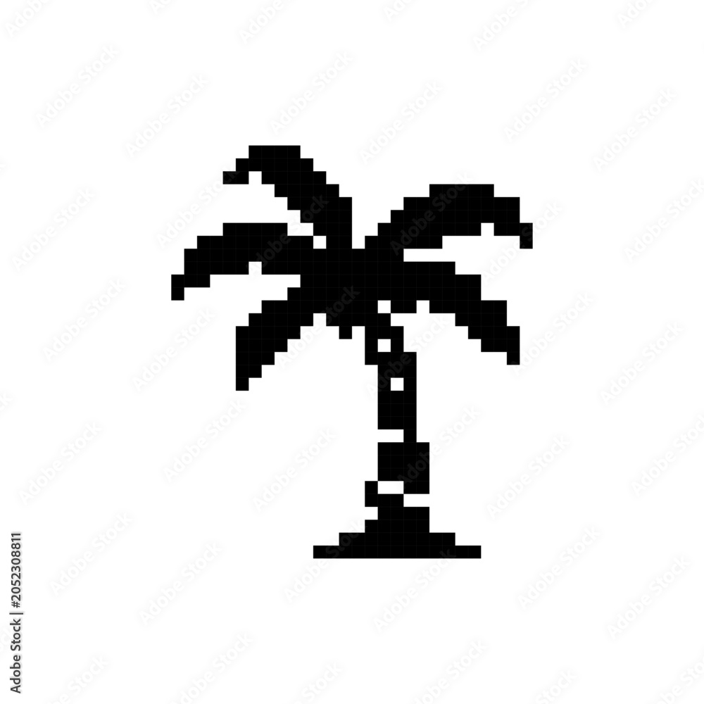 Fototapeta premium Pixel art palm tree icon