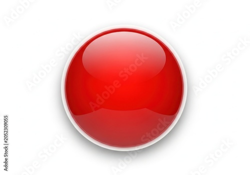 Vibrant red circular button with glossy finish