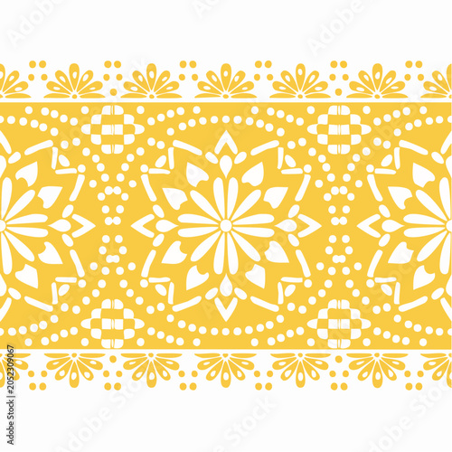 Yellow and White Decorative Border Pattern