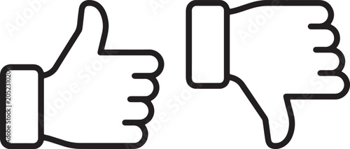 Fotografía Thumbs up and thumbs down icons, like and dislike symbols, vector illustration o