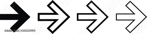 Fotografie Set of four arrows with different line thickness