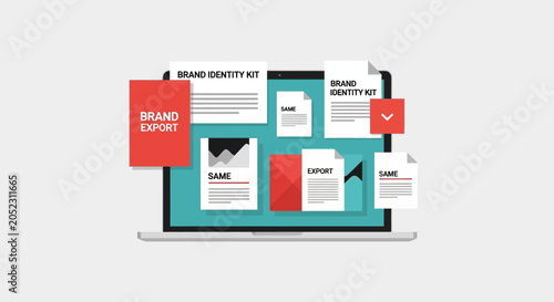 Modern Laptop Showcasing Brand Identity Design on a Clean, Isolated Background