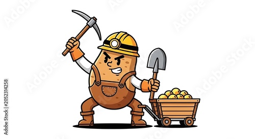 Cartoon man pushing a hand truck with a treasure chest.