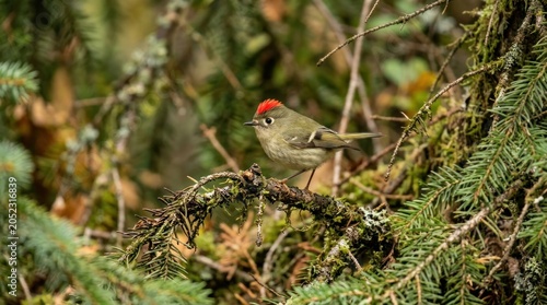 Ruby crowned kinglet natural environment background small bird wildlife photography