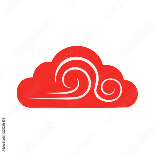 Red cloud icon with swirls