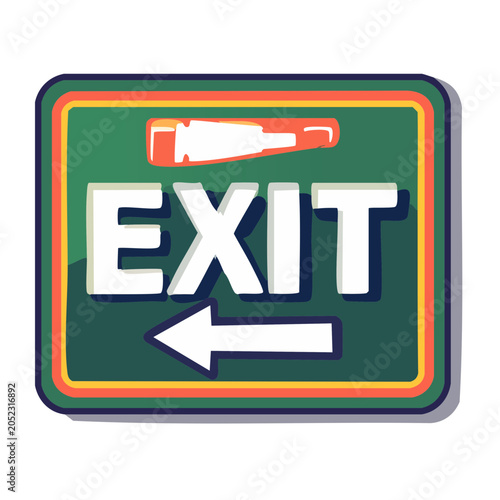 Retro style exit sign with arrow