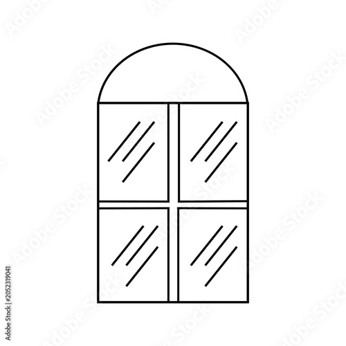 Quadro em tela Simple arched window with four panes and diagonal lines