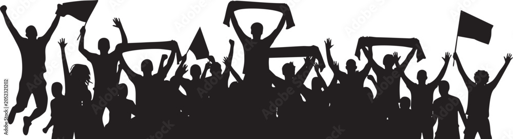 Obraz premium Football fans celebration, silhouette