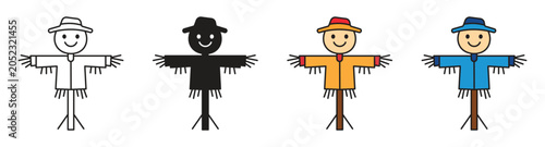Fotografia Straw scarecrow icon set