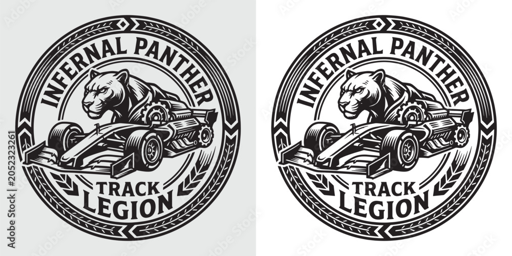 Obraz premium Infernal Panther Track Legion F1 Race Car Logo Design