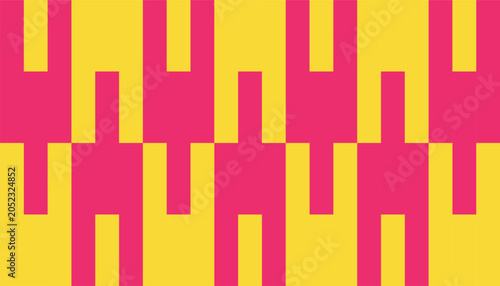 Canvas-taulu Abstract geometric seamless pattern with vibrant pink and yellow interlocking shapes