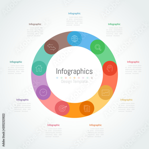 Infographic 9 options design elements for your business data. Vector Illustration.