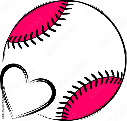 Baseball Heart Shape Monogram Frame Vector Illustration