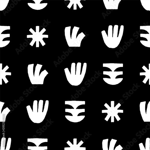 seamless vector pattern with abstract hand drawn tribal elements