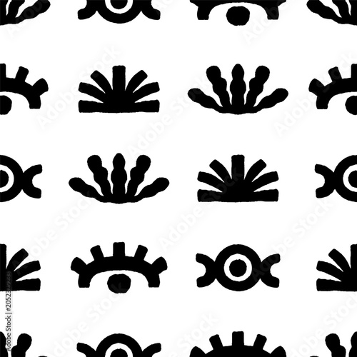 seamless vector pattern with abstract hand drawn tribal elements