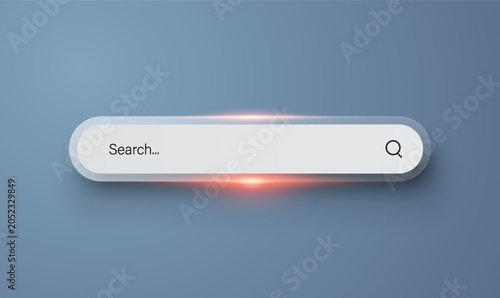 Fotografía Modern 3D Search Bar Interface With Soft Glow On Blue Background