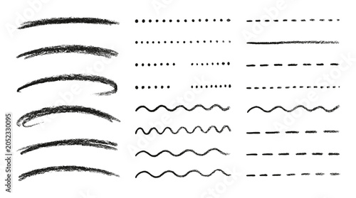 Hand drawn underline and divider set with brush stroke lines