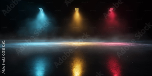Foto Glowing city lights in the night sky with blue glow and motion blur atmosphere