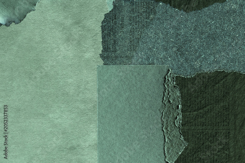 фотографія Textured green torn paper collage