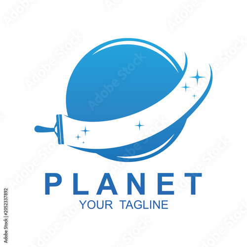 Abstract planet logo vector icon illustration design.