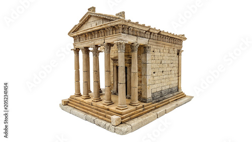 Bild auf Leinwand Miniature model replica of an ancient Greek temple ruin with classic columns iso