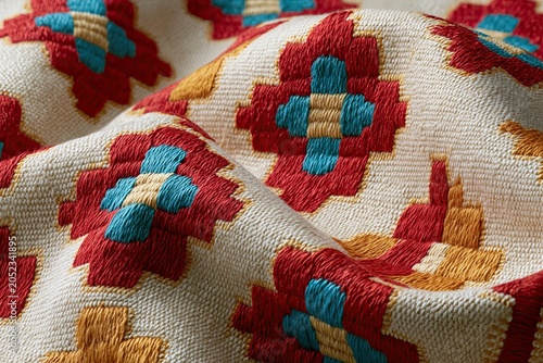 woven textile fabric turquoise mustard cream embroidery oaxaca craftsmanship traditional mexican pattern