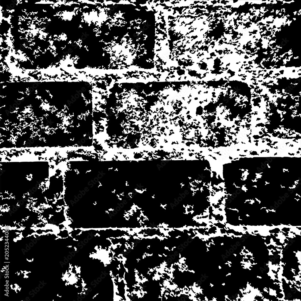 Fototapeta premium High contrast black and white grunge brick wall texture background for industrial rustic design layout