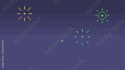 ドット絵の花火,夜,カラフル