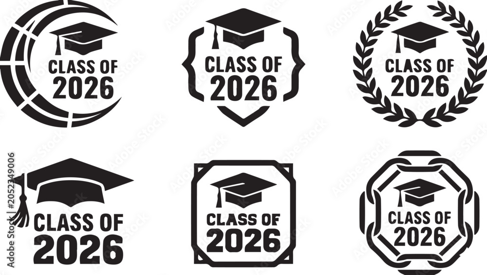 Obraz premium Class of 2026 Graduation Badge Set Vector Illustration Graphic