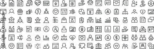 Fotografía A collection of line art icons depicting various concepts and elements, arranged in a grid for easy browsing and application in digital design projects
