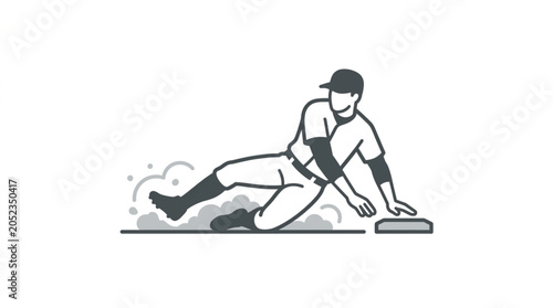 Foto Baseball player sliding into base during game action.
