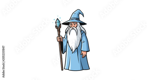 Tableau sur toile Wizard with magic crystal staff