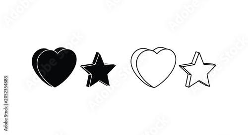 Foto Heart Star And Outline Shapes In Black And White Silhouette