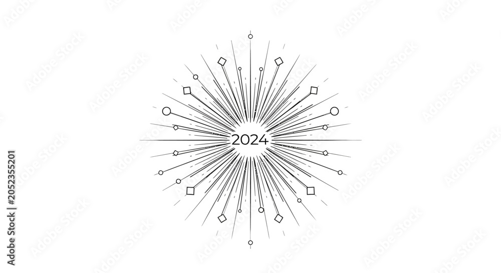 Fototapeta premium New Year 2024 Celebration Design Element.