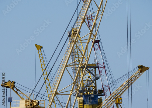 Yellow port cranes
