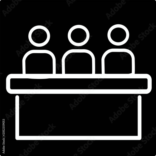 Jury group committee icon. Vector graphic, not Artificial Intelligence, logo illustration. Replaceable vector design.