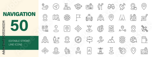 Tableau sur toile Navigation and Map icon set