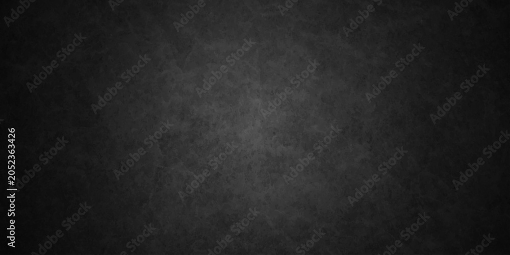 Fototapeta premium Dark charcoal grunge wall texture background. Dark black rough grunge surface with smoke edge. Black texture chalk board and black board.