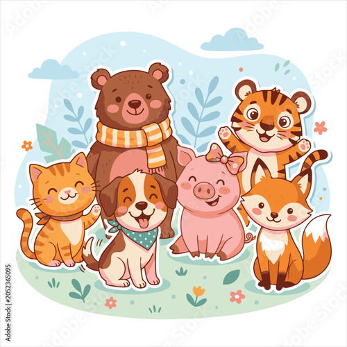 Photography Cute Animals Cartoon Flat Design Vector Collection