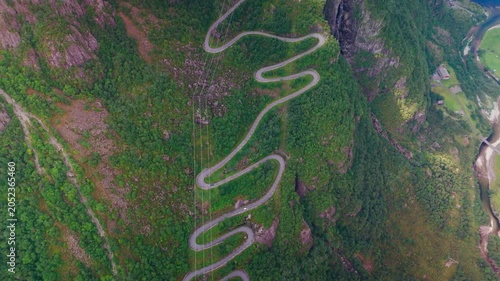 Scenic Mountain Road on the Lysebotn Route – Aerial View