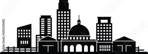 Foto City skyline silhouette with diverse architectural styles including a dome build