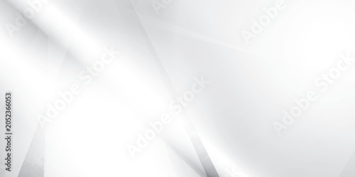 Abstract white and gray color, modern design stripes background with geometric triangle shape, straight lines and glowing light. Vector illustration.