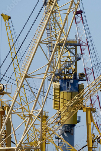 Yellow port cranes